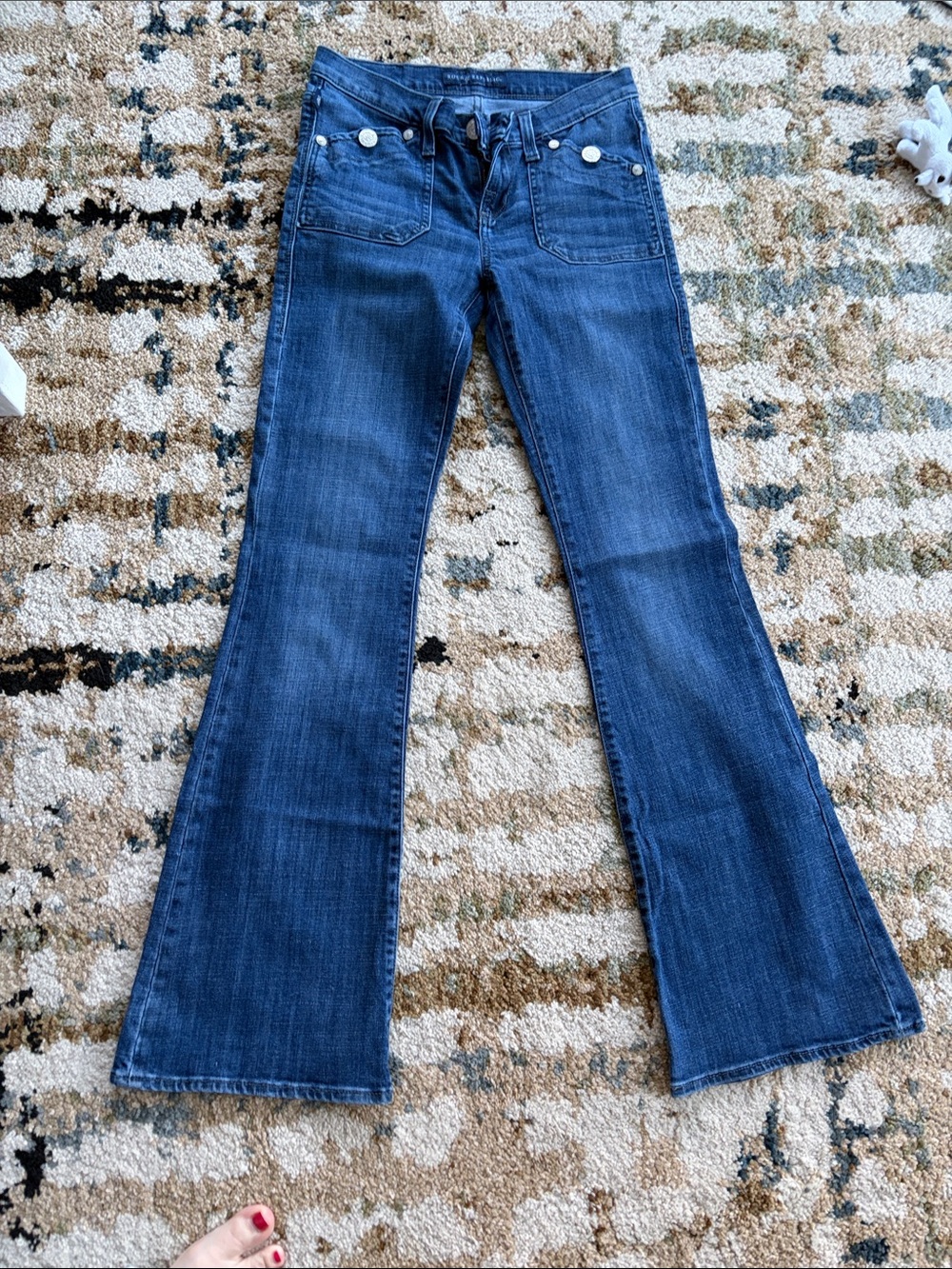 Rock and Republic Women's Blue Flared Jeans - Classic Mid Wash